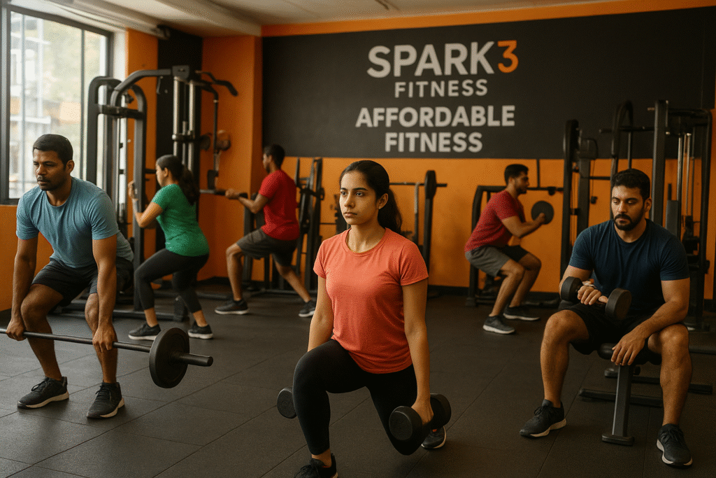 Gym floor at Spark3fitness Kammanahalli with people working out